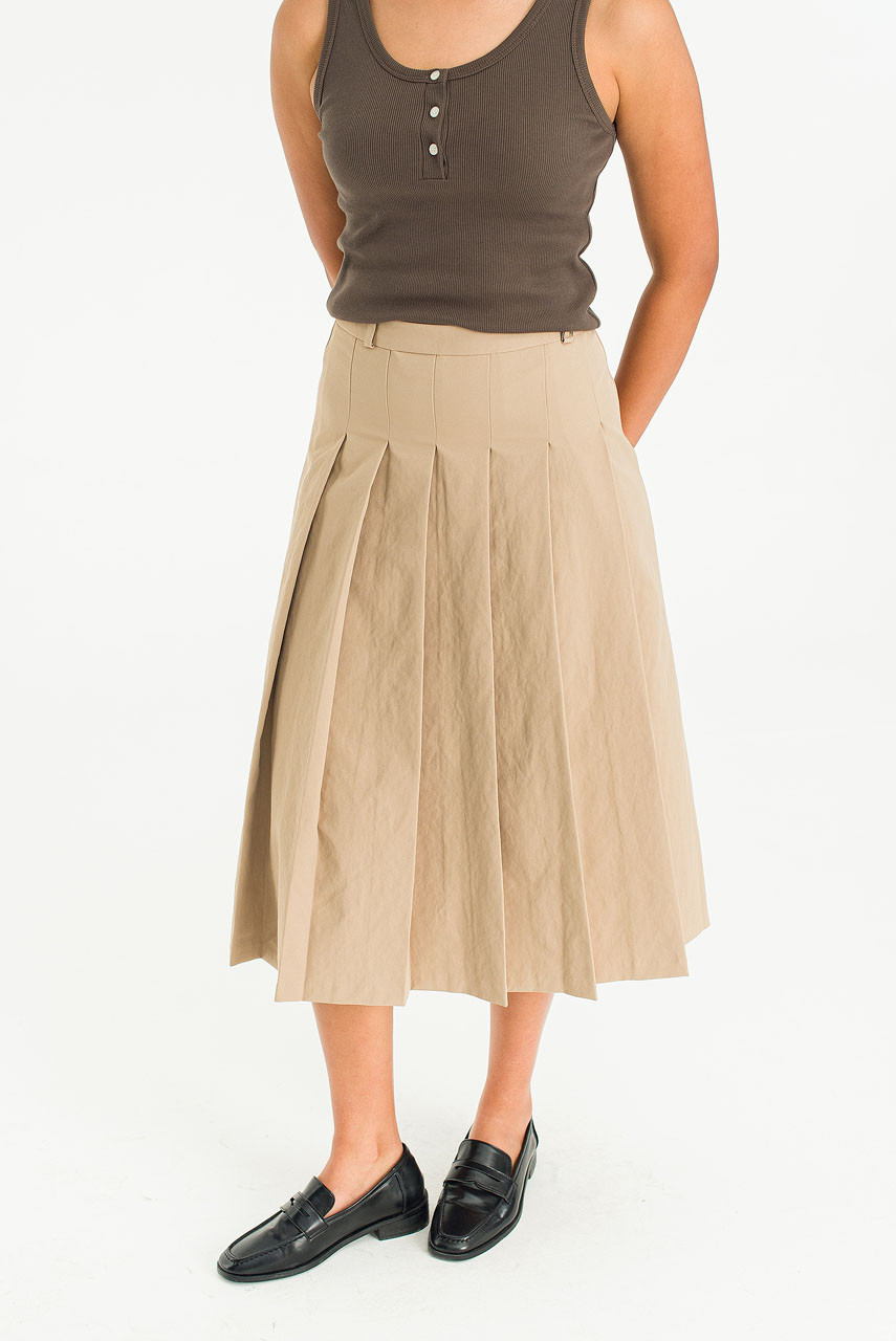 Aure Pleats Skirt, Beige