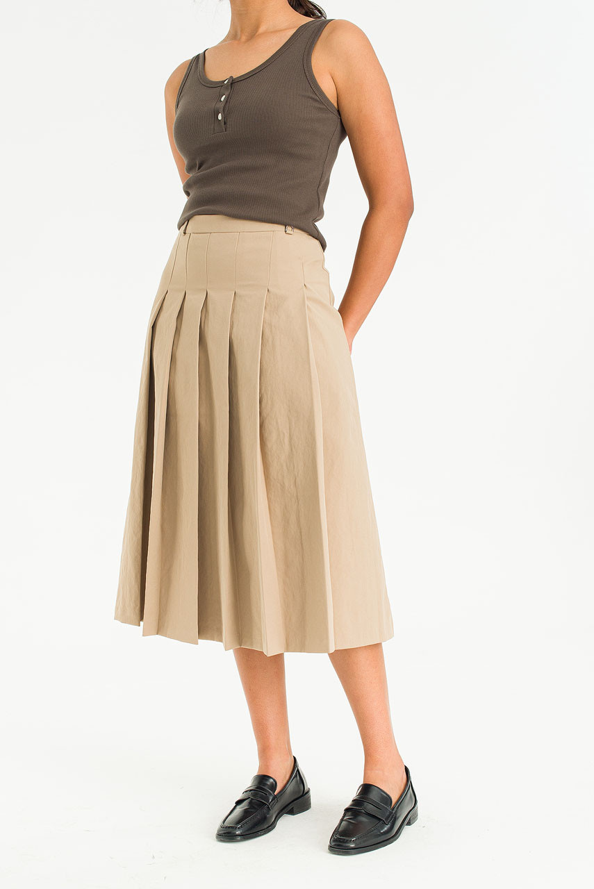 Aure Pleats Skirt, Beige