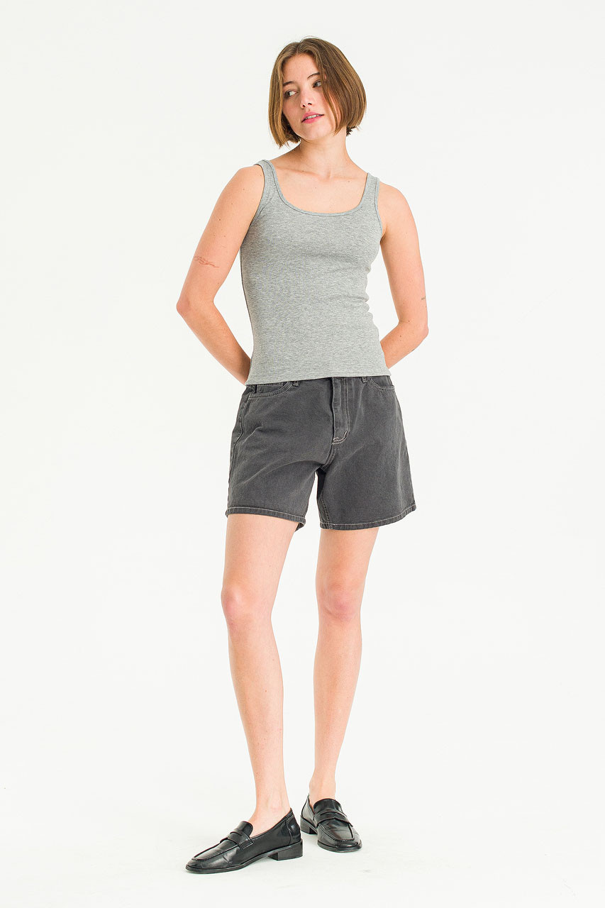 Jane Washed Cotton Shorts, Charcoal