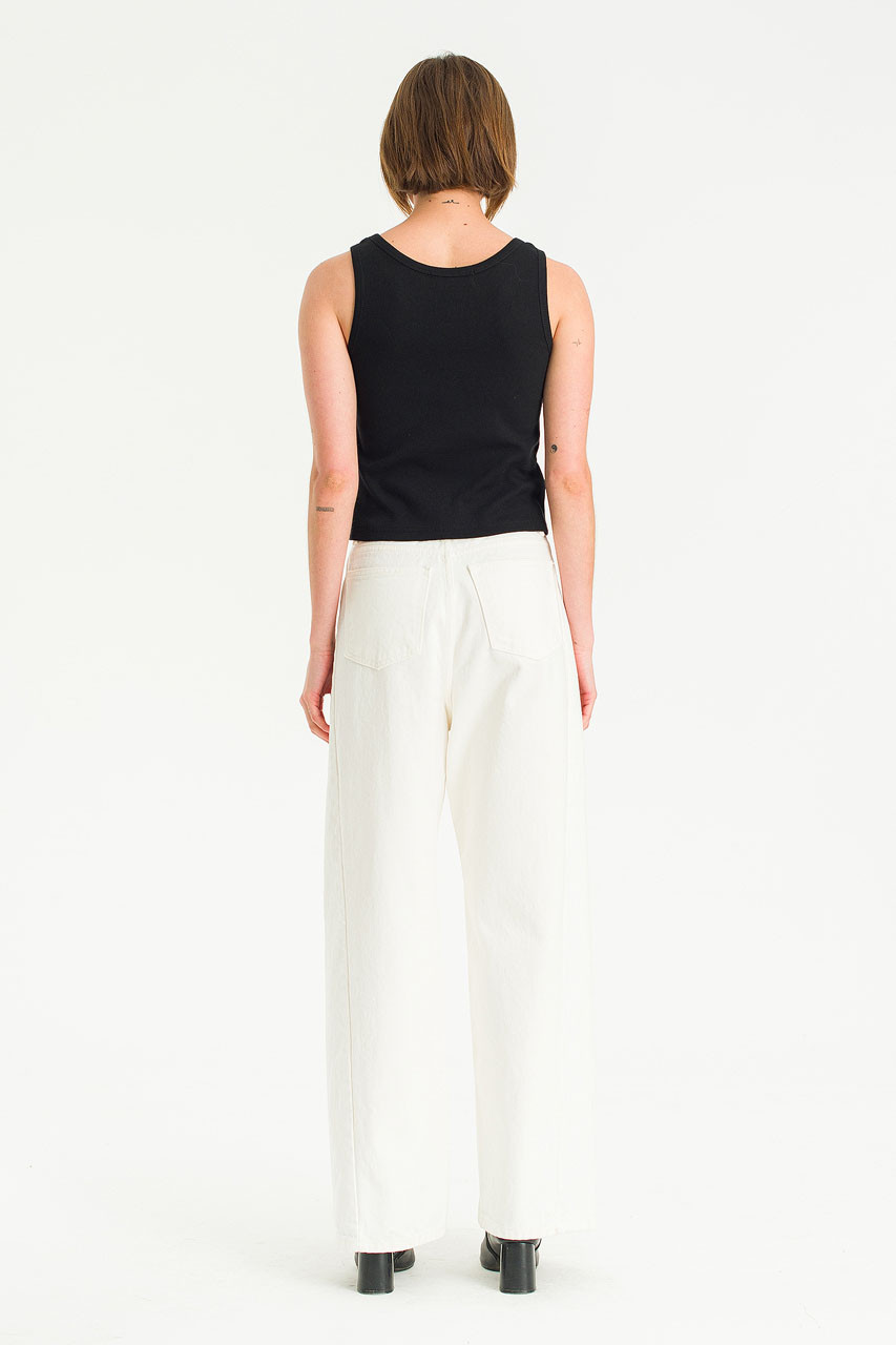 Bea Button Sleeveless Tee, Black