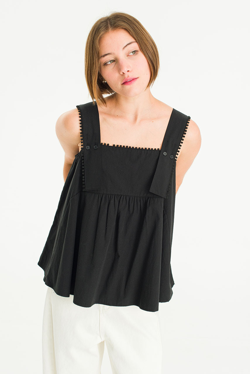 Pomette Sleeveless Top, Black