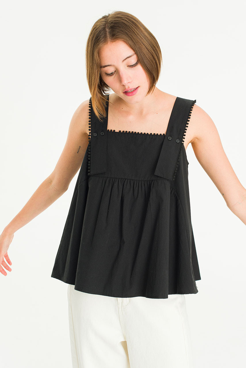 Pomette Sleeveless Top, Black