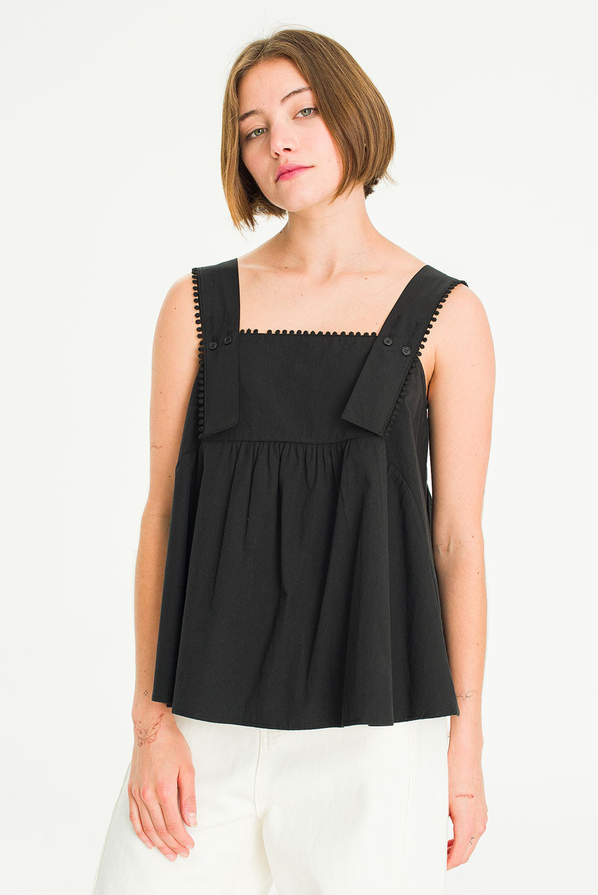 Pomette Sleeveless Top, Black