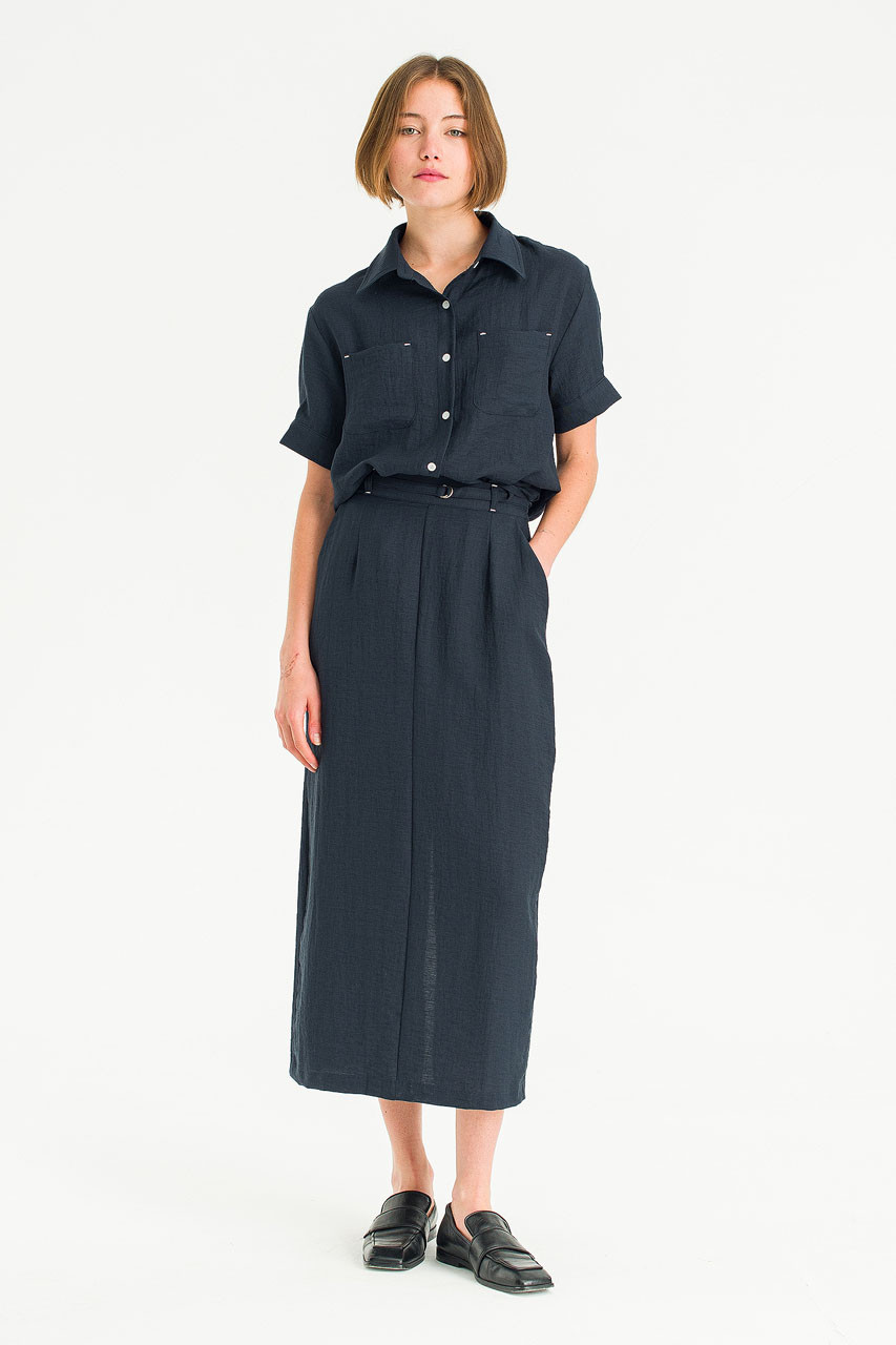 Crimp Line Skirt, Navy