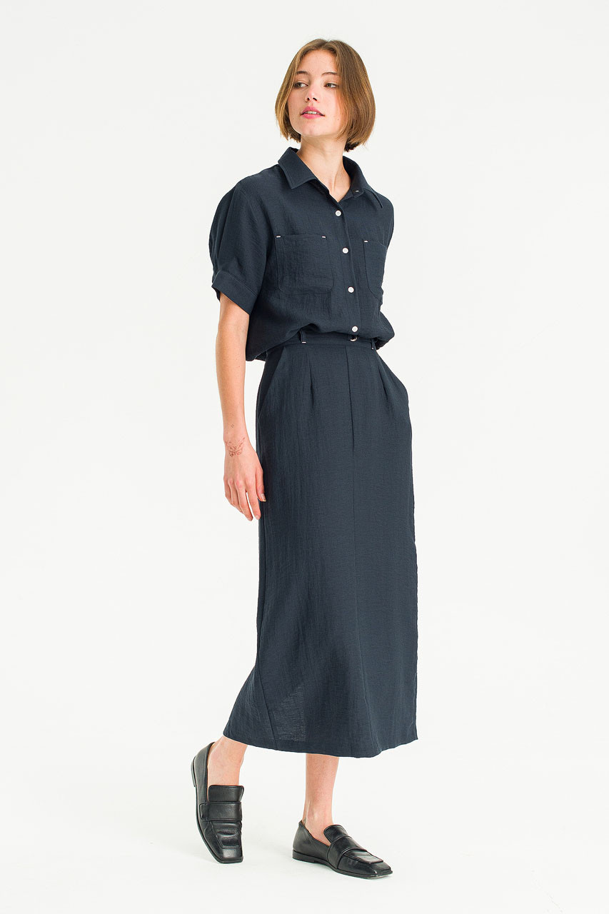 Crimp Line Skirt, Navy