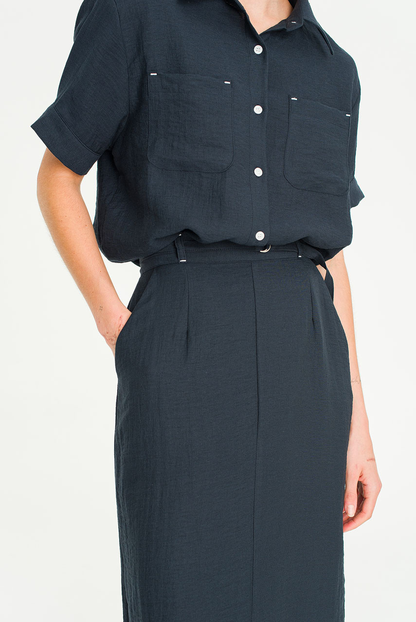 Crimp Line Skirt, Navy