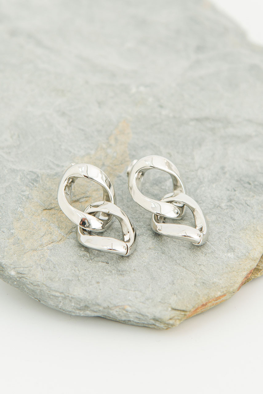 Cherry Chain Earrings, Silver