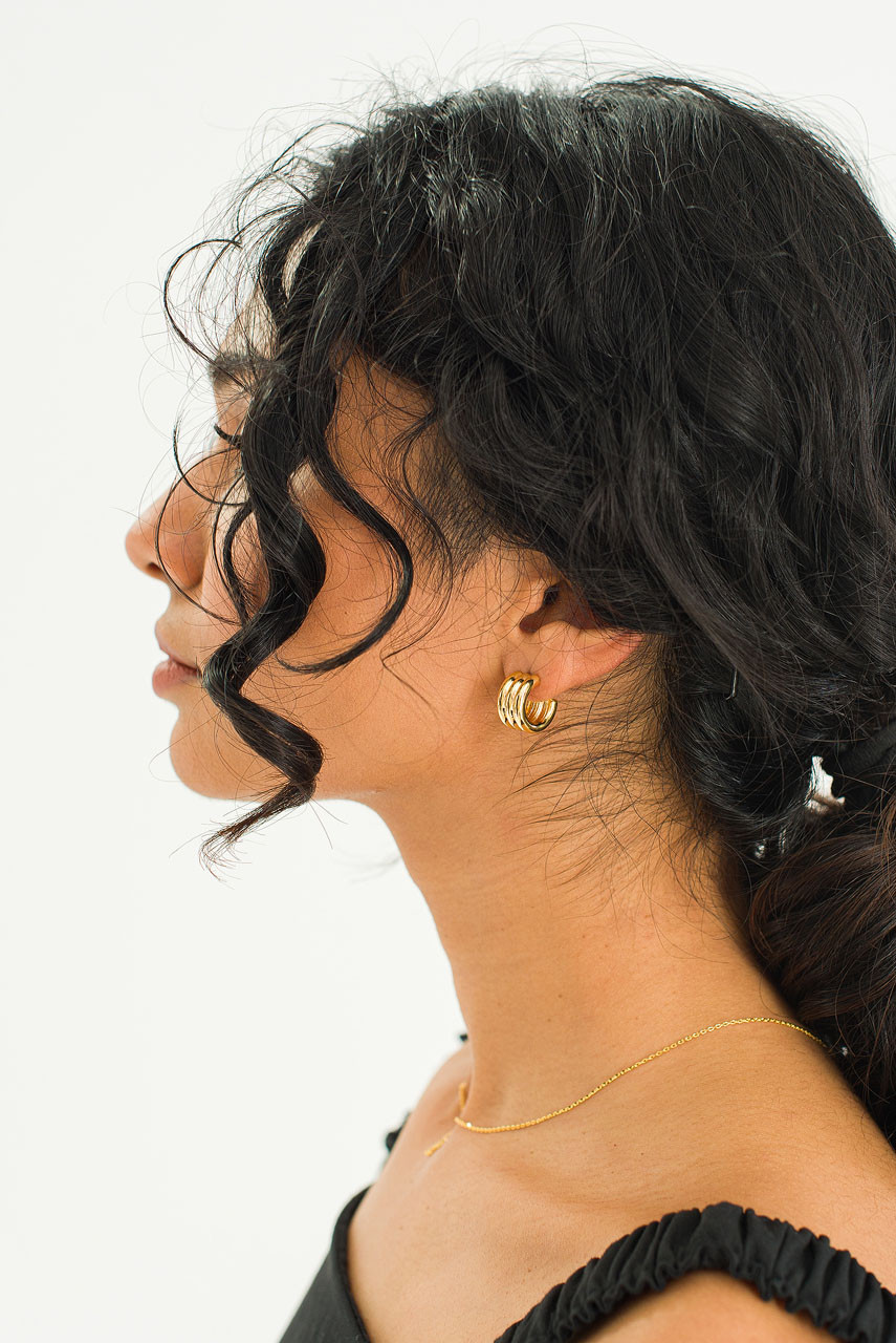 Simple Line Hoop Earrings, Gold