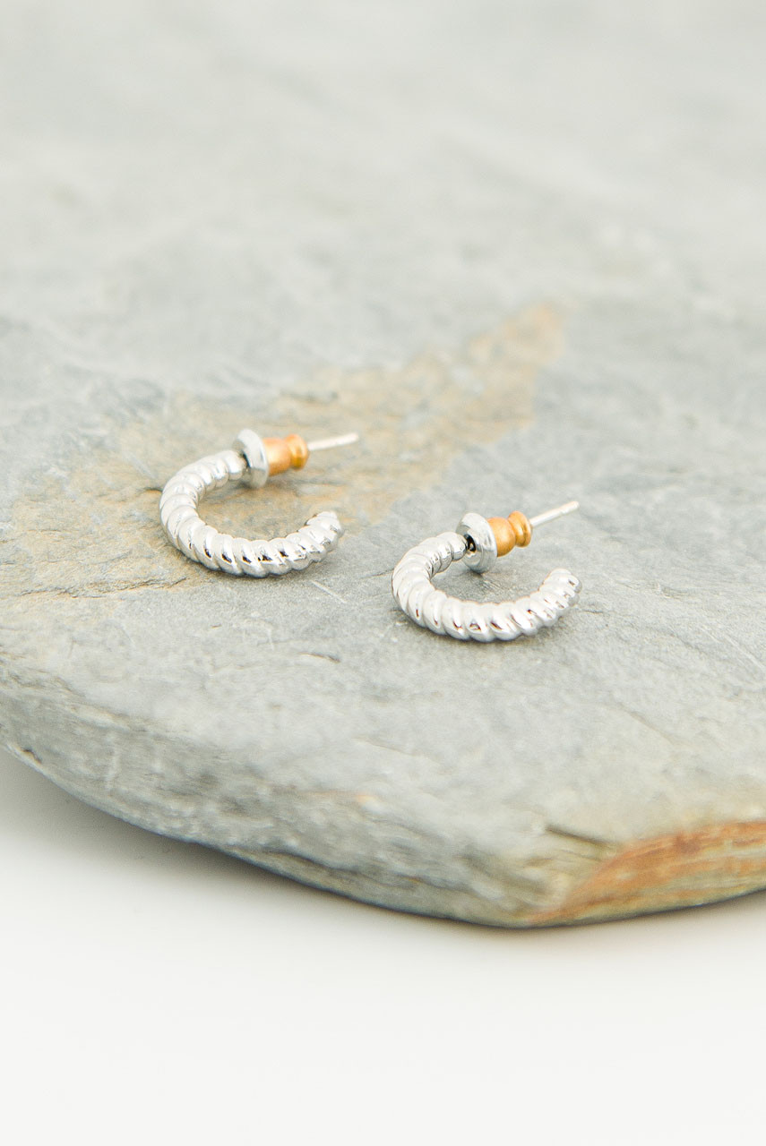 Soma Mini Hoop Earrings, Silver