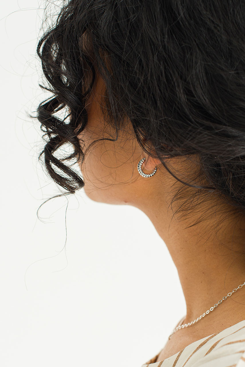 Soma Mini Hoop Earrings, Silver