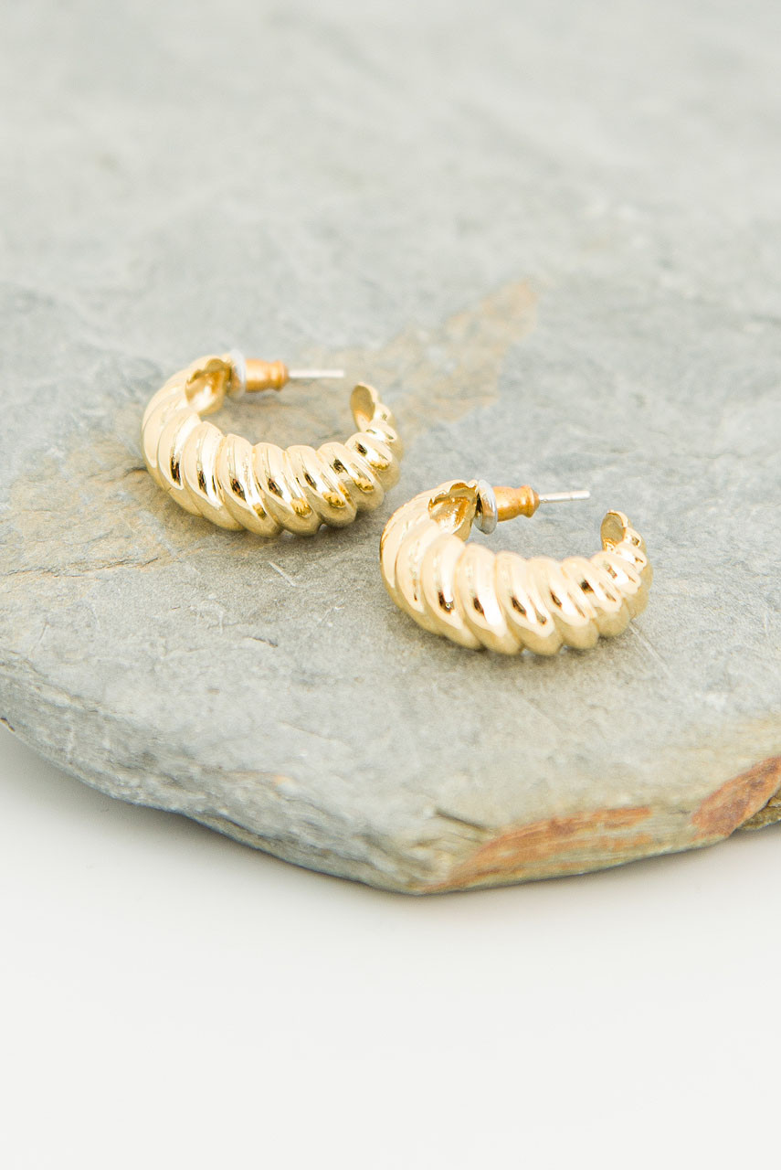 Terra Plait Chunky Hoop Earrings, Gold