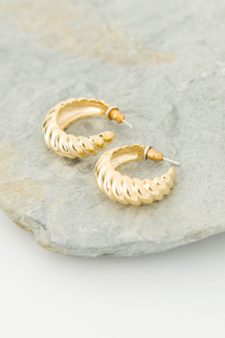 Terra Plait Chunky Hoop Earrings, Gold