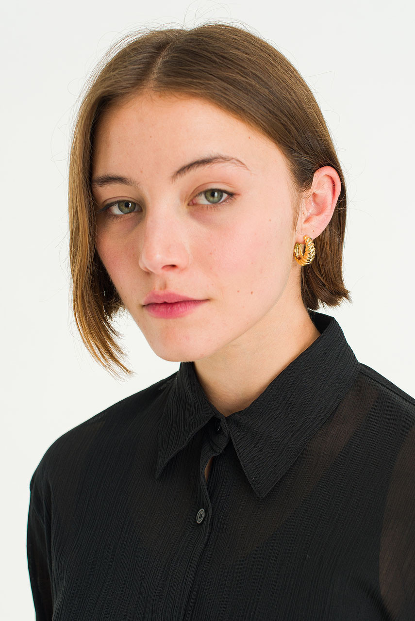 Terra Plait Chunky Hoop Earrings, Gold