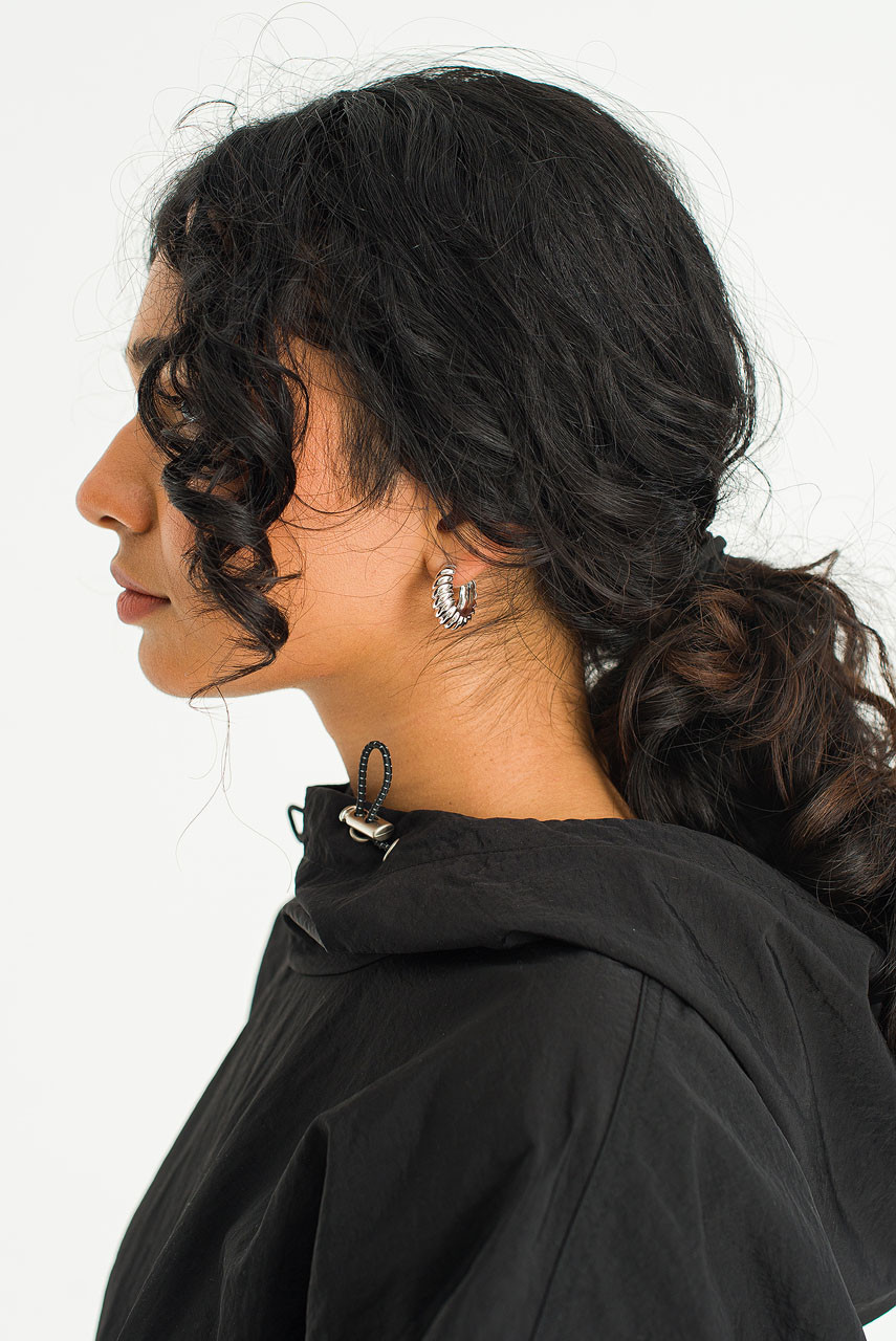 Terra Plait Chunky Hoop Earrings, Silver