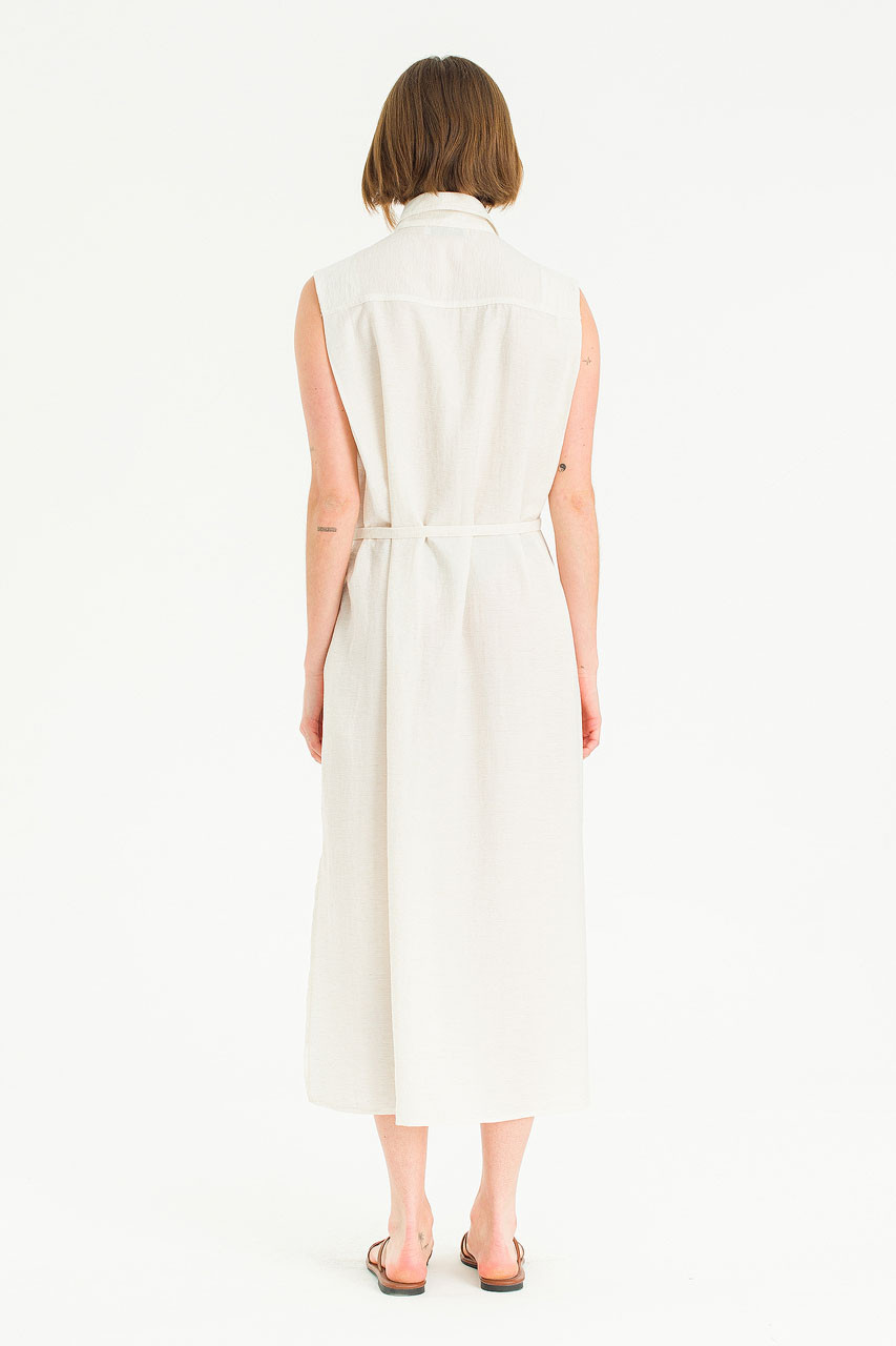 Cloudy Belted Shirt Dress, Oat