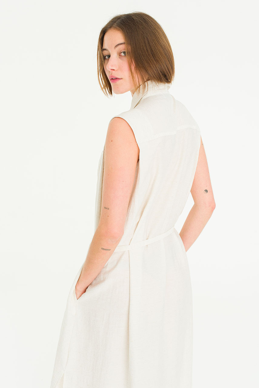 Cloudy Belted Shirt Dress, Oat