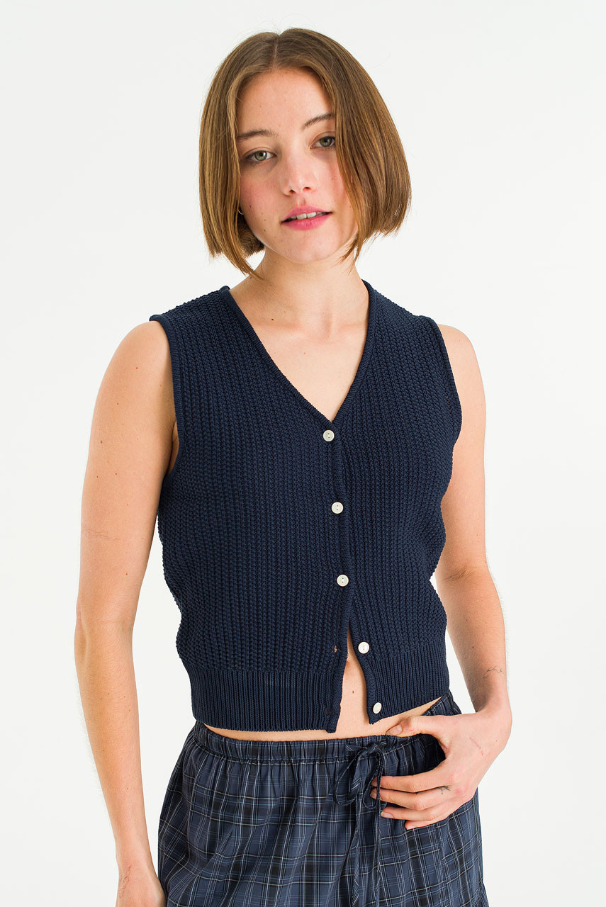 Riviere Knit Vest, Navy