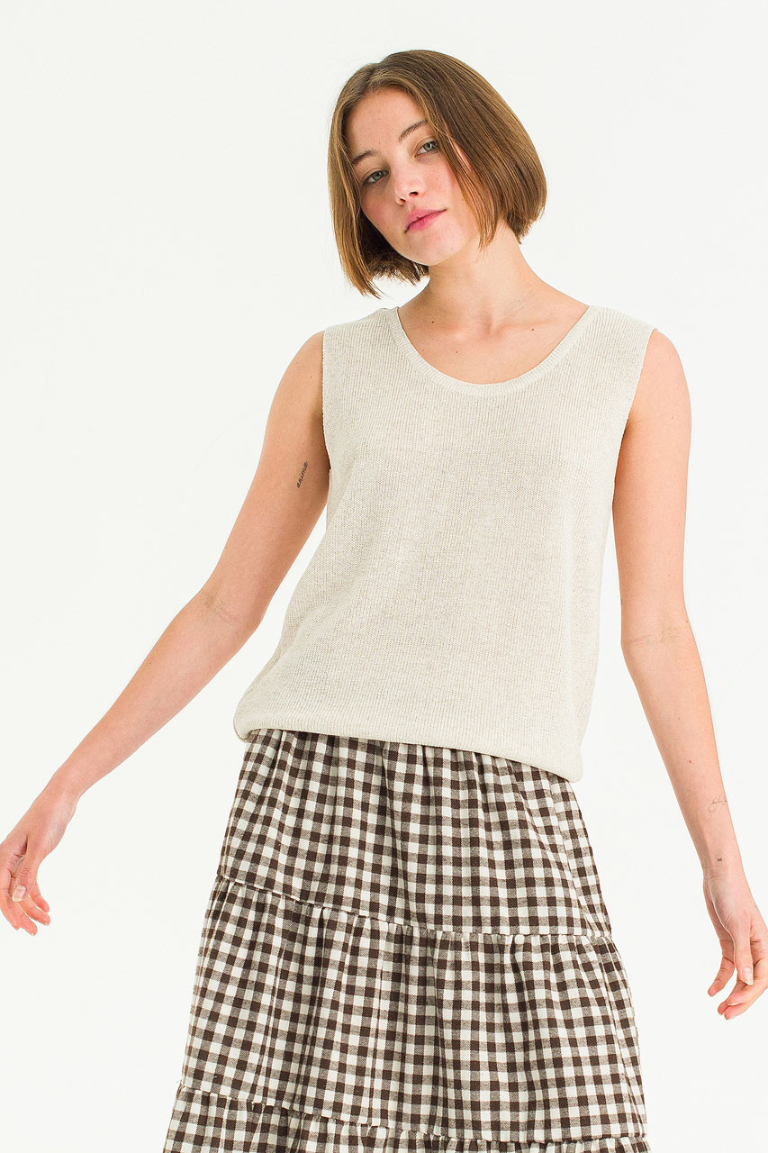 Summer Knit U neck Tank, Oat
