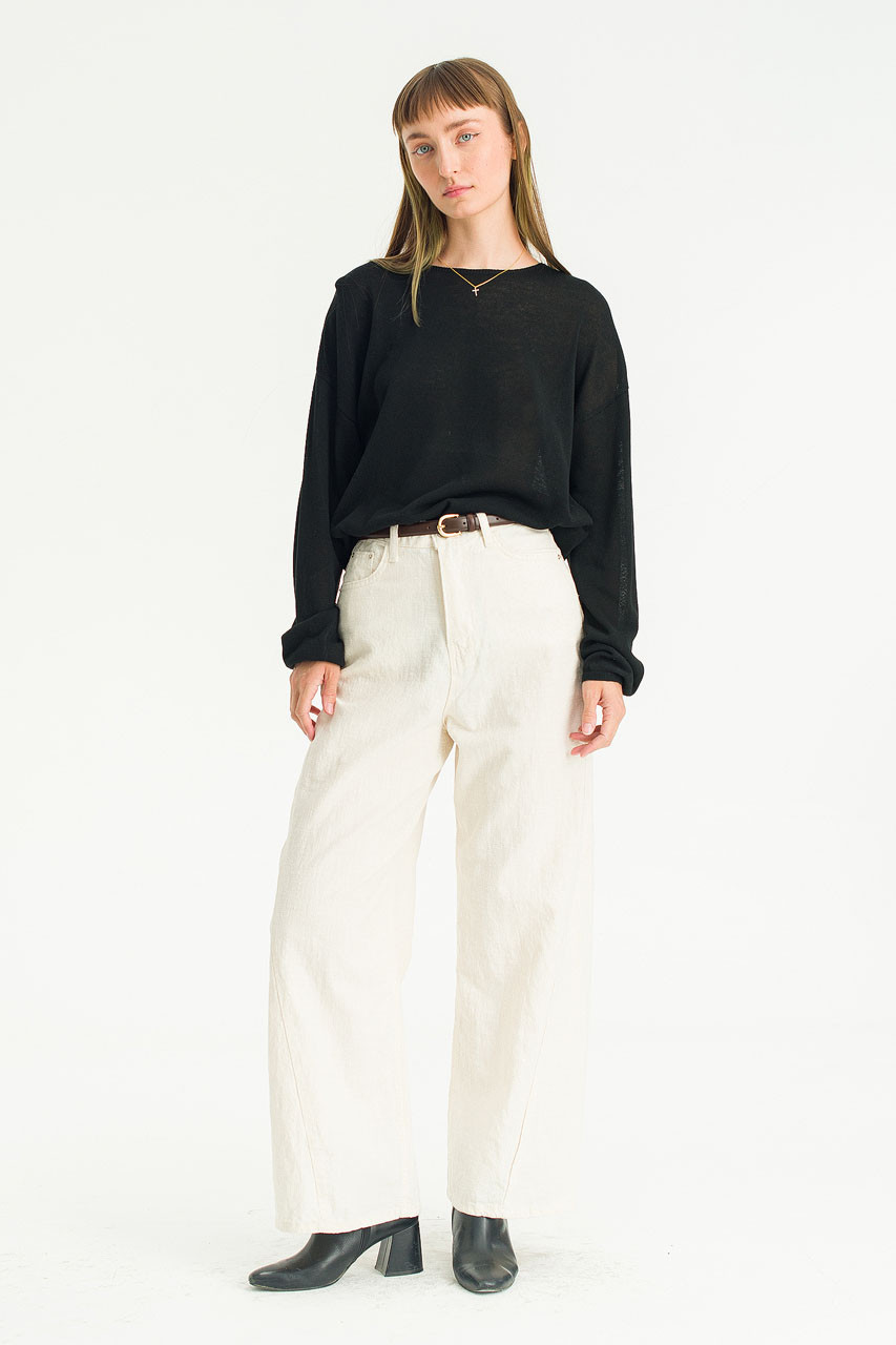 Cloudy Curve Linen Pants, Oat
