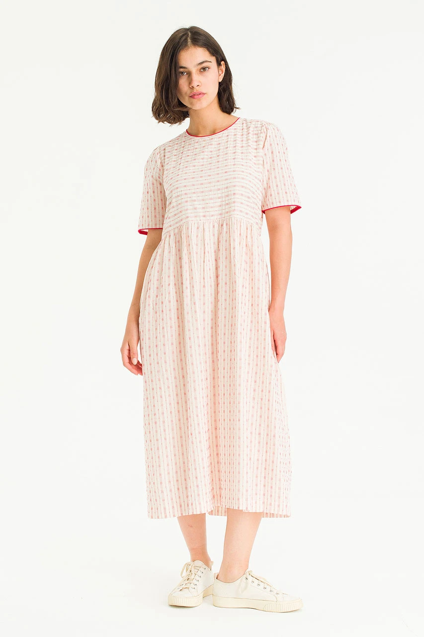 Jardin Trim Dress, Red