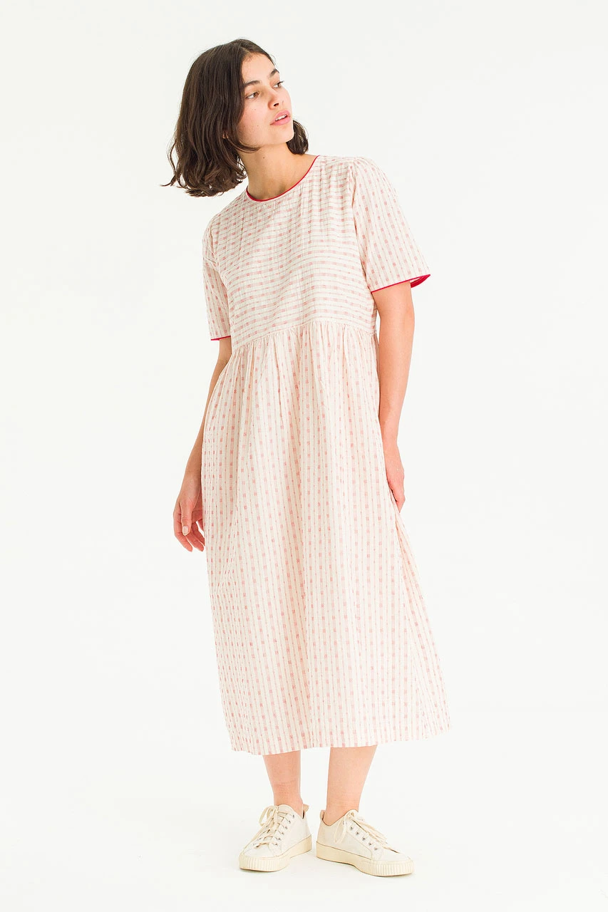 Jardin Trim Dress, Red