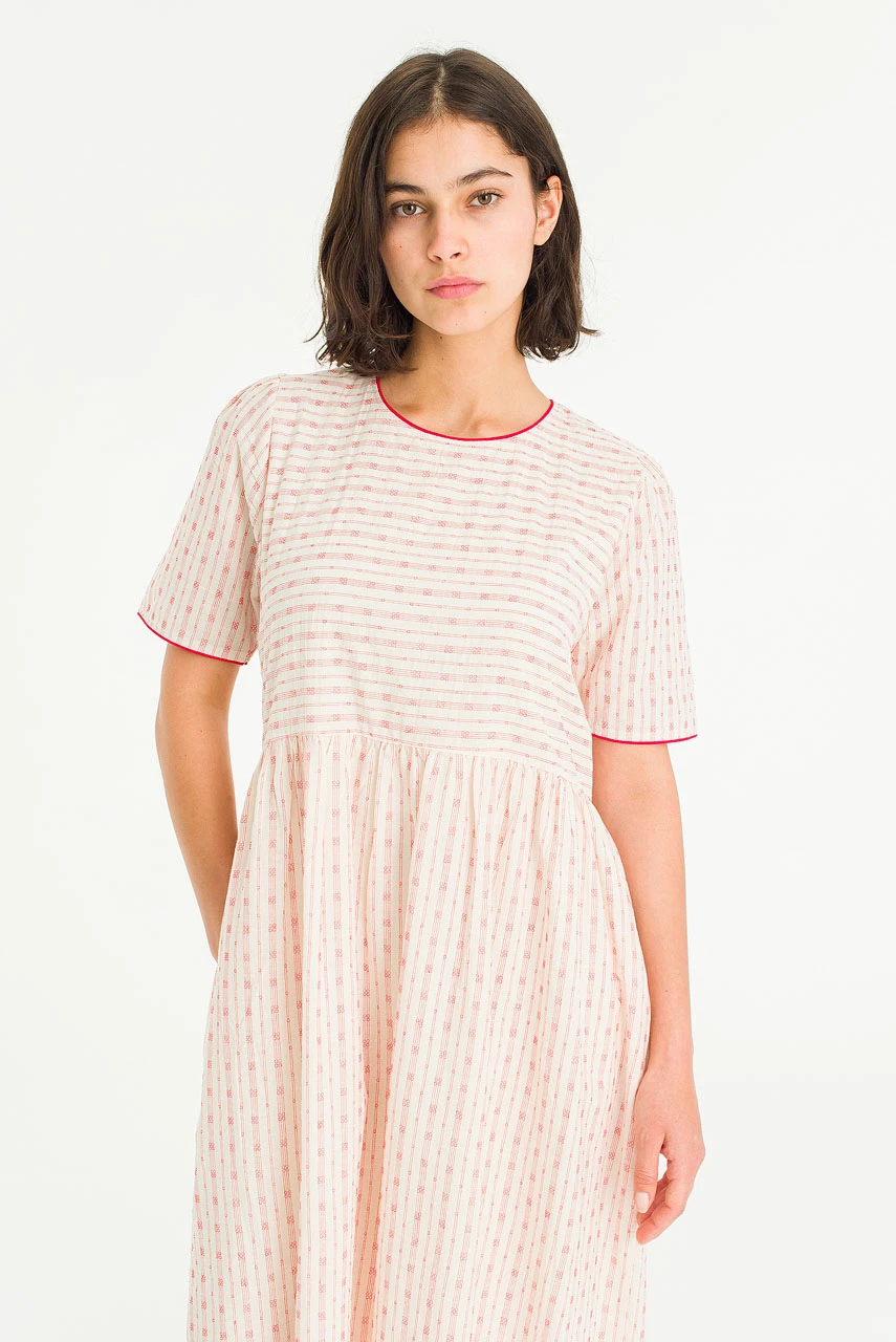 Jardin Trim Dress, Red
