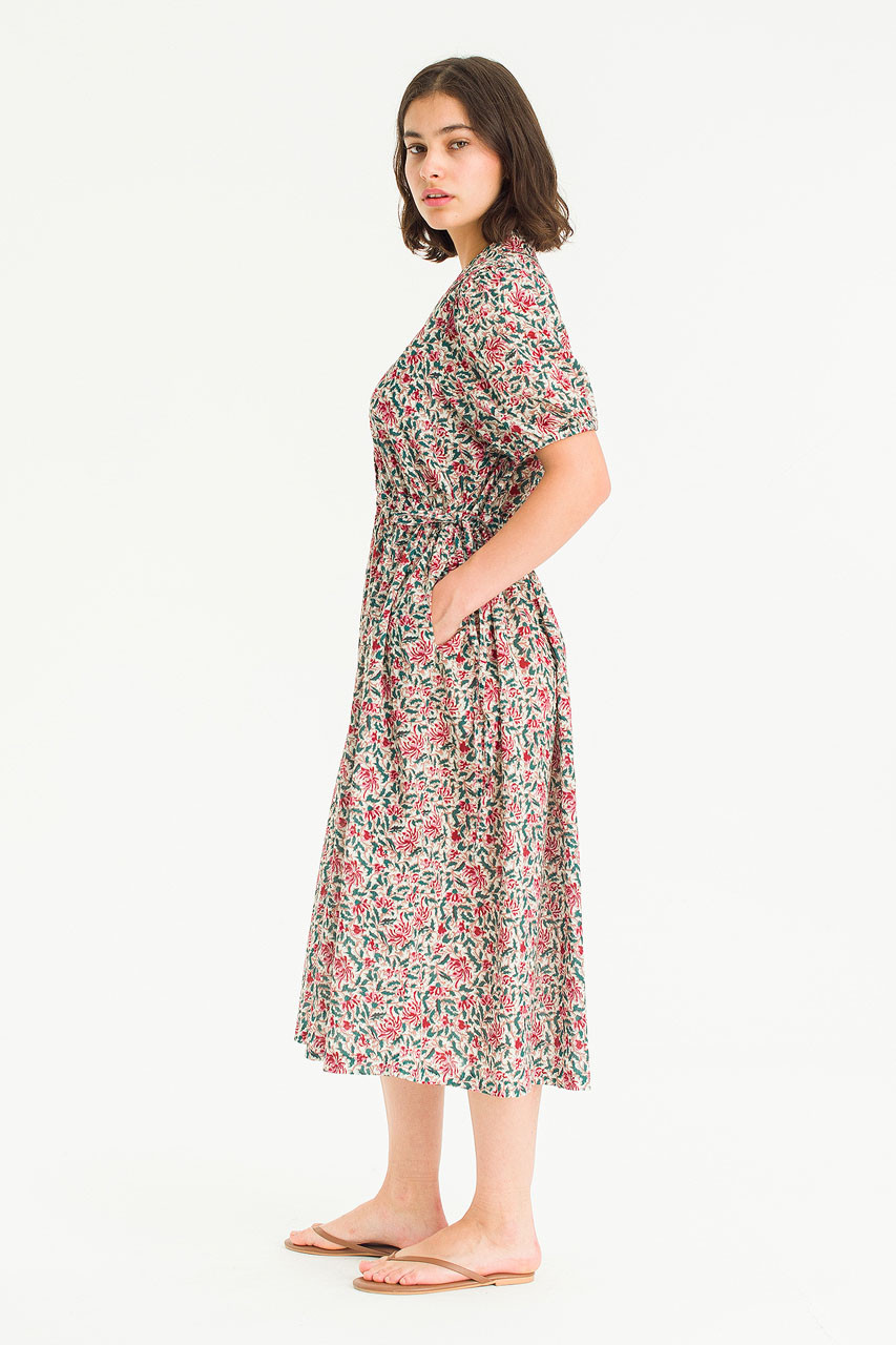Garden Flower Camp Collar Dress, Ivory
