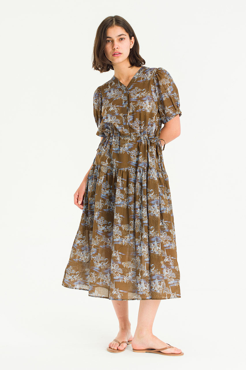 Wild Flower Mid Dress, Brown