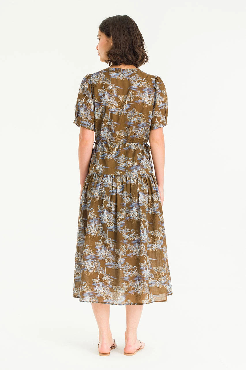Wild Flower Mid Dress, Brown