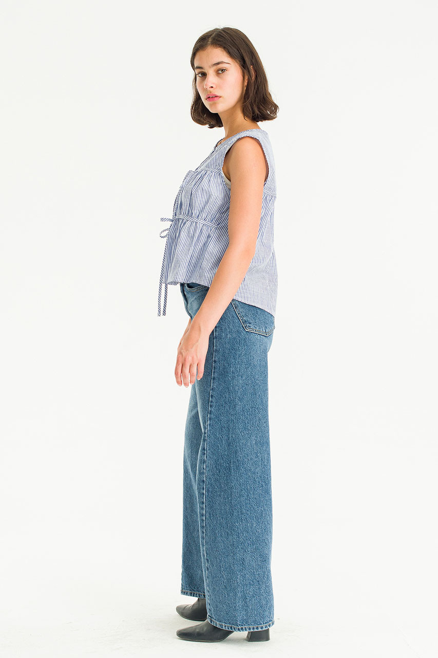 Sydney Stripe Sleeveless Top, Navy