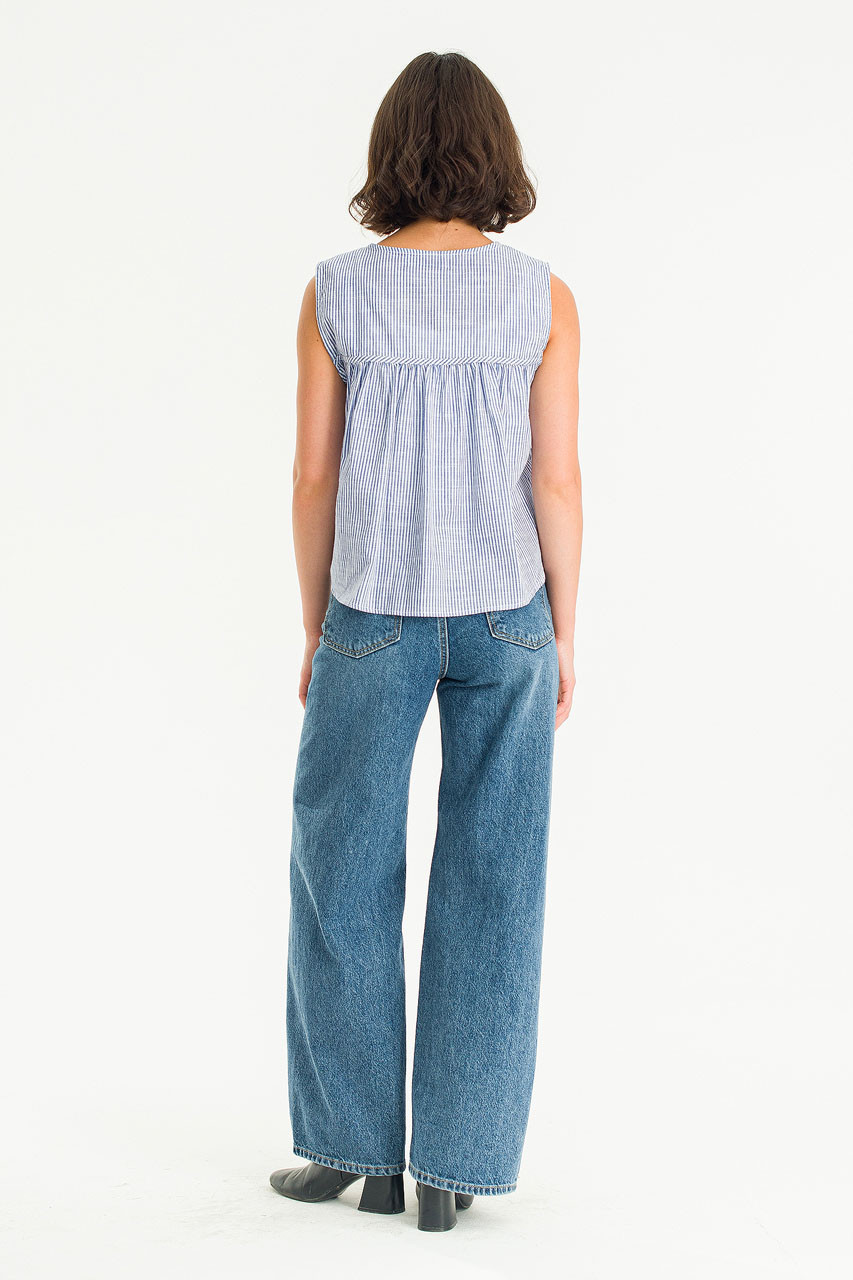 Sydney Stripe Sleeveless Top, Navy
