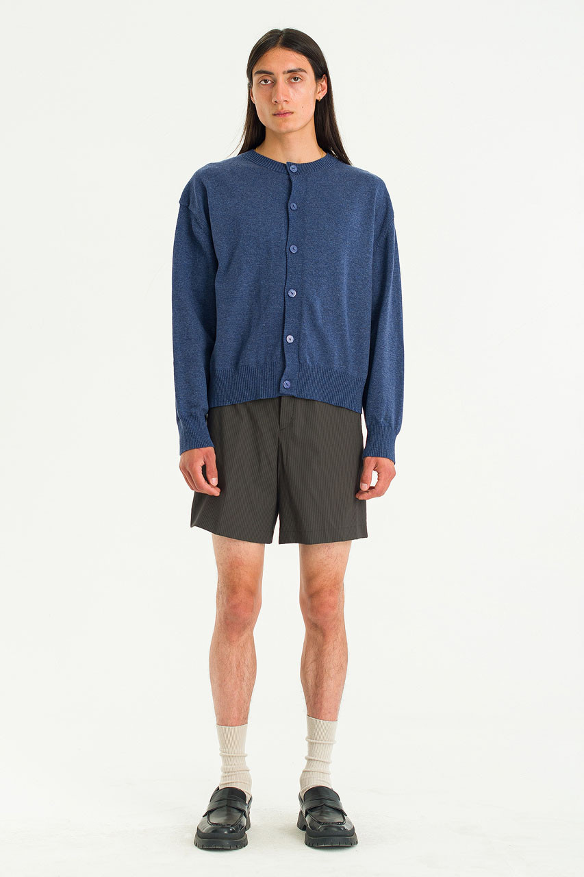 Menswear | Round-Neck Cardigan, Blue