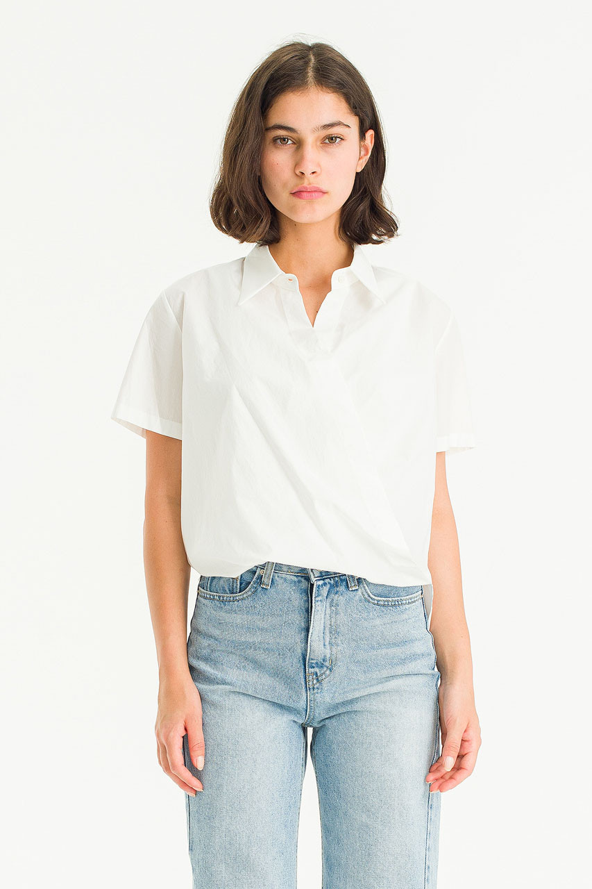 Plane Wrap Blouse, Ivory