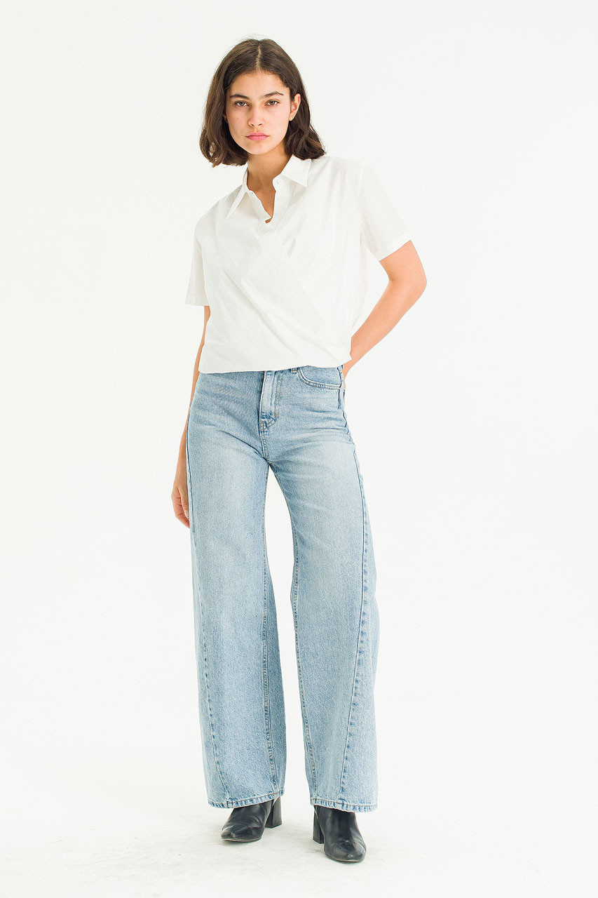 Plane Wrap Blouse, Ivory