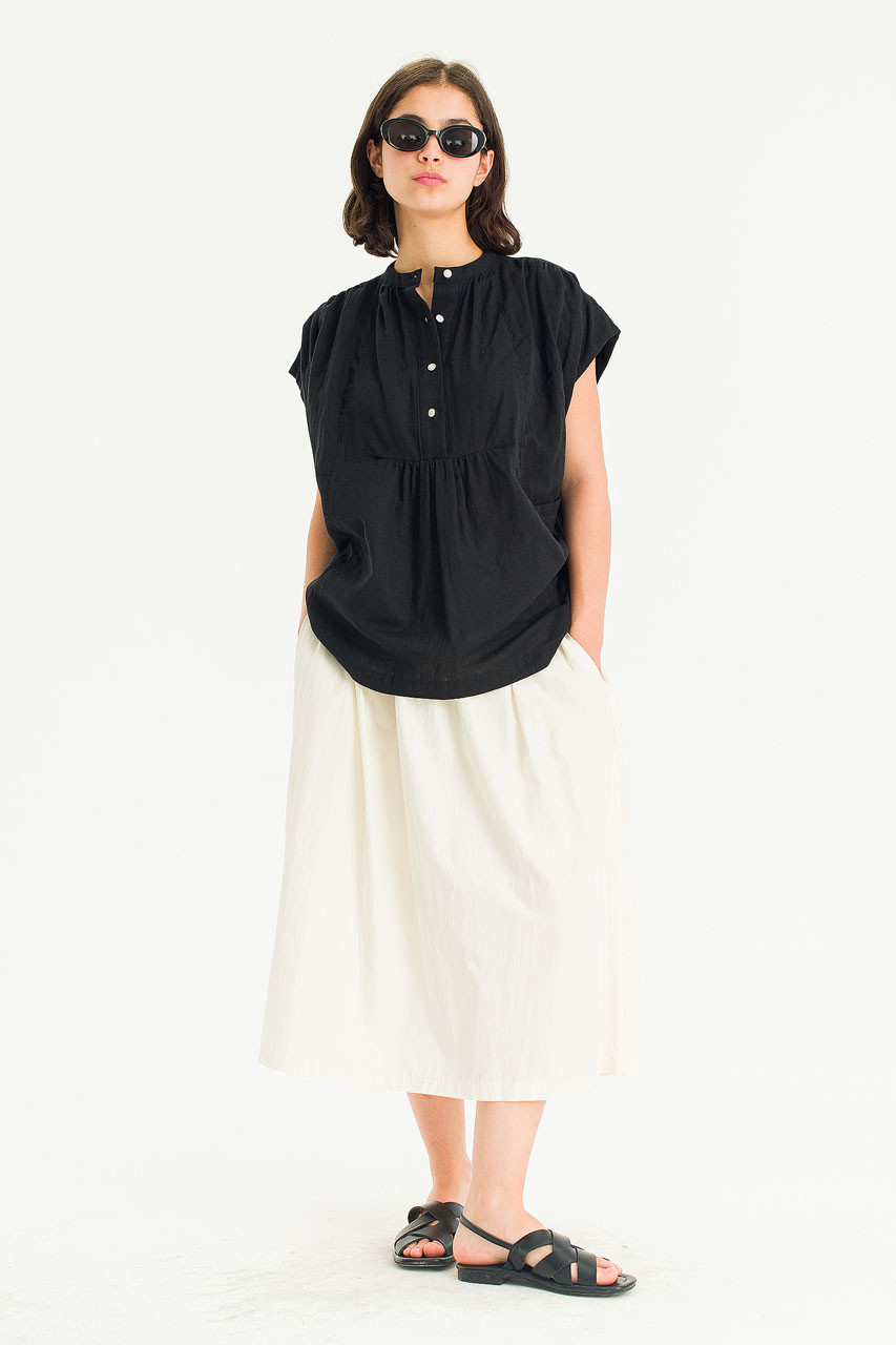 Moon Boxy Cotton Blouse, Black