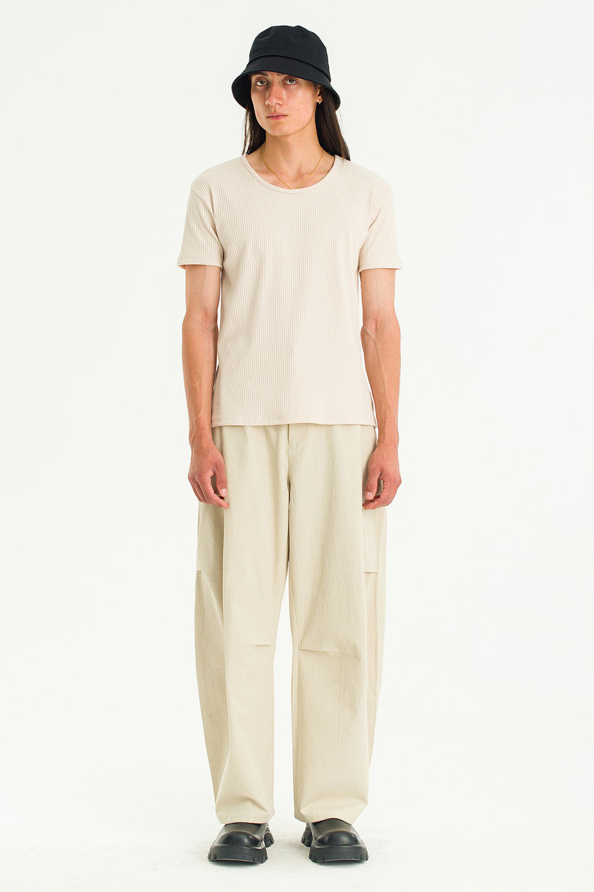 Menswear | Fitted Rib Tee, Beige