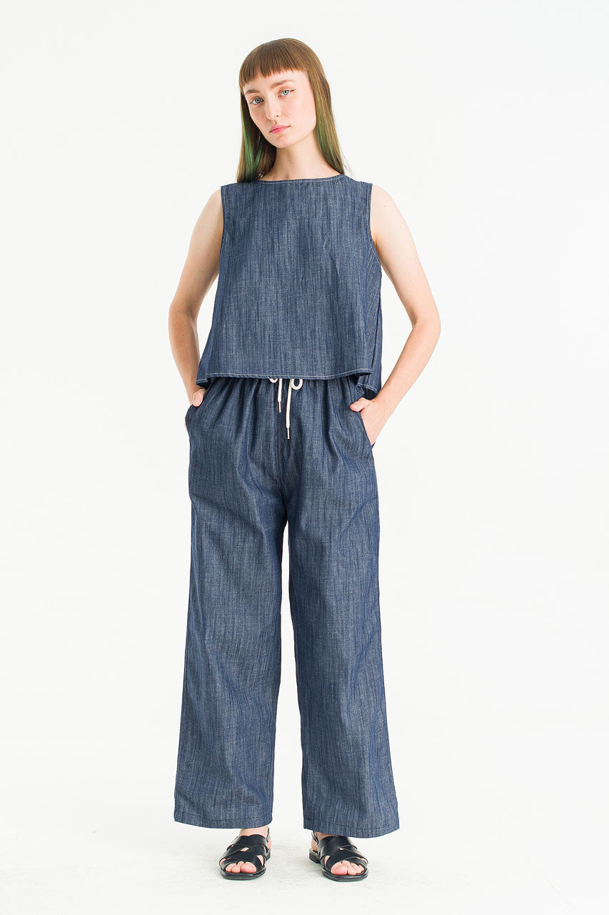 Linea Slit Back Top, Indigo
