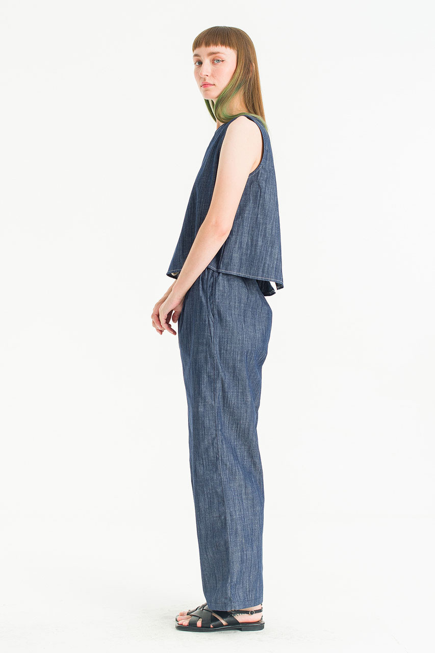 Linea Slit Back Top, Indigo