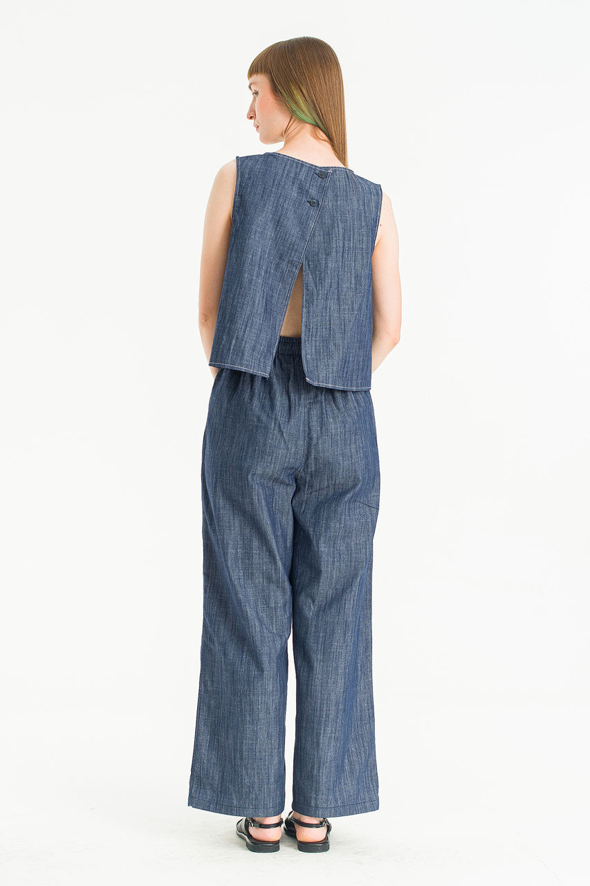 Linea Slit Back Top, Indigo