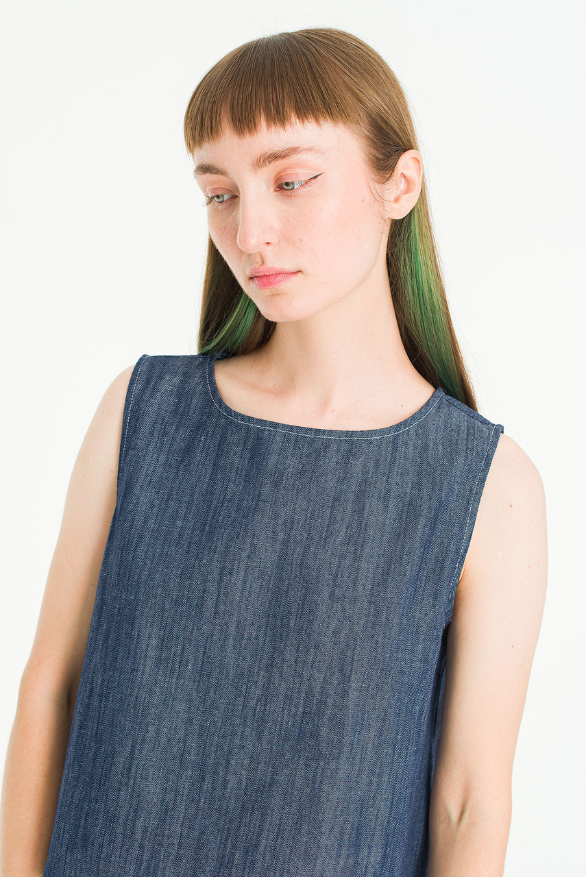 Linea Slit Back Top, Indigo