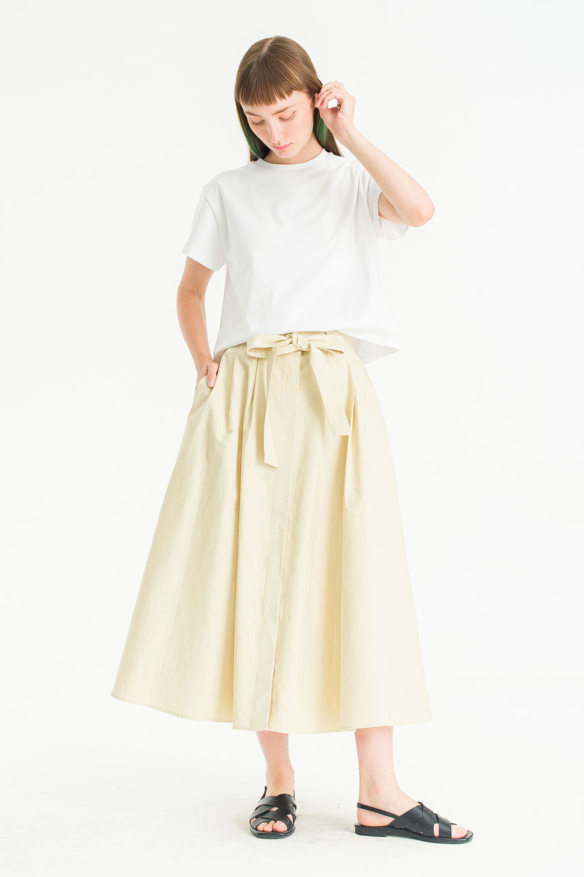Lina Belted Mid Skirt, Beige