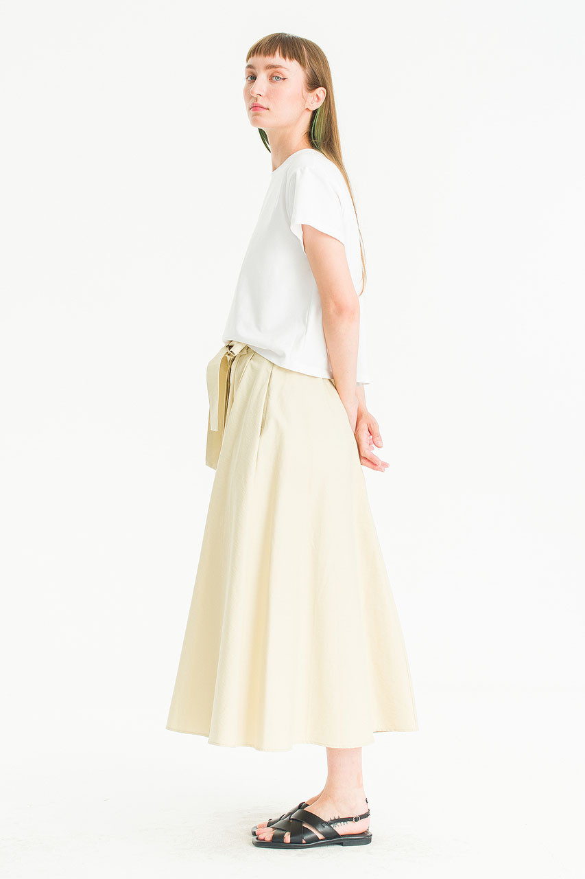 Lina Belted Mid Skirt, Beige