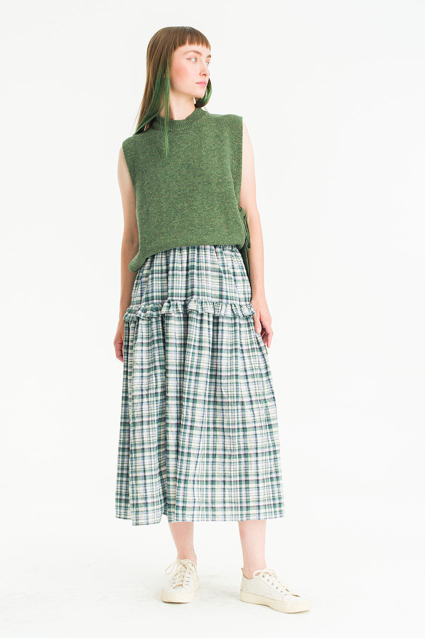 Marinettetired Check Skirt, Blue/Green
