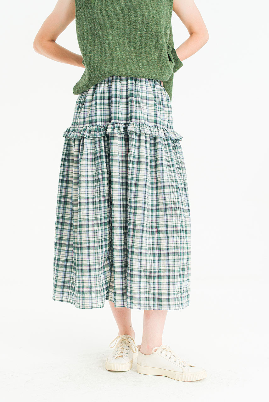 Marinettetired Check Skirt, Blue/Green