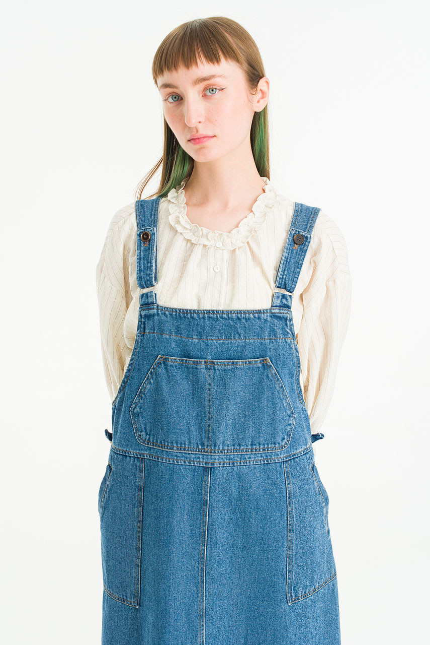 Jess Denim Pinafore Dress, Mid Blue