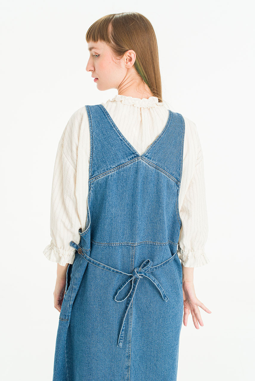 Jess Denim Pinafore Dress, Mid Blue