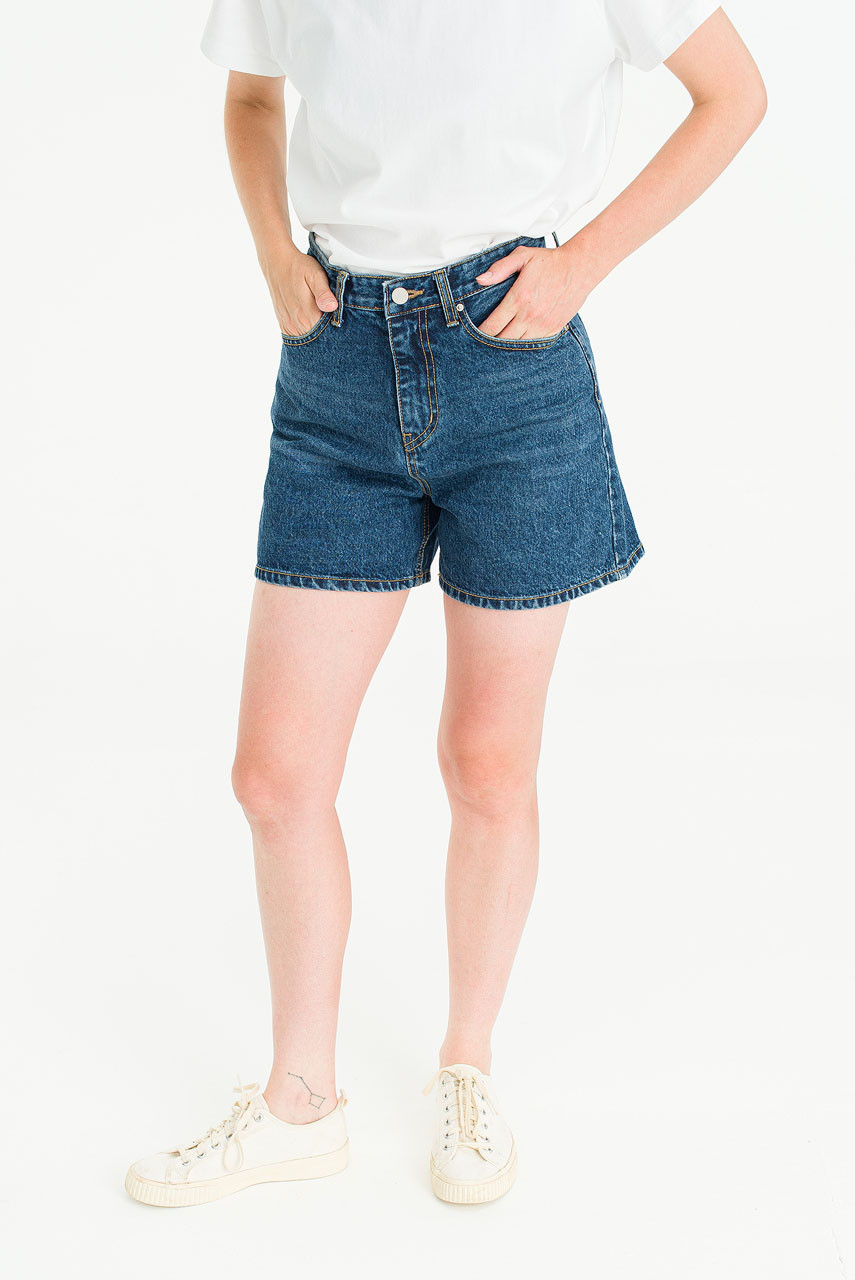 Outline Denim Shorts, Mid Blue