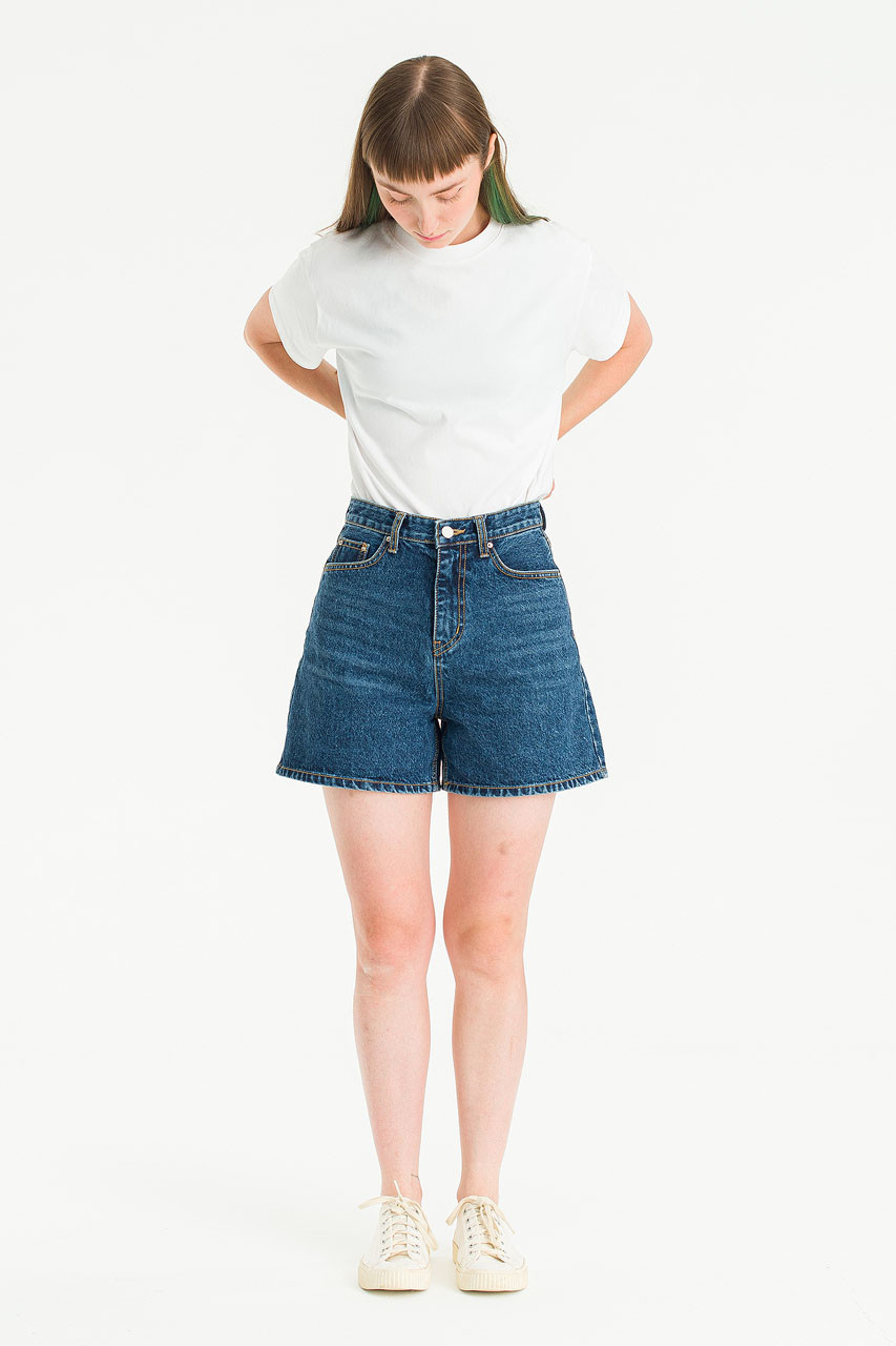 Outline Denim Shorts, Mid Blue