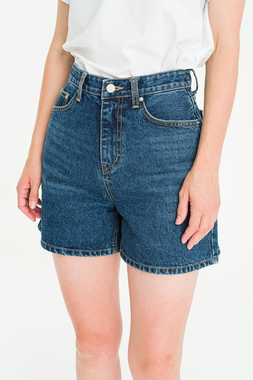 Outline Denim Shorts, Mid Blue