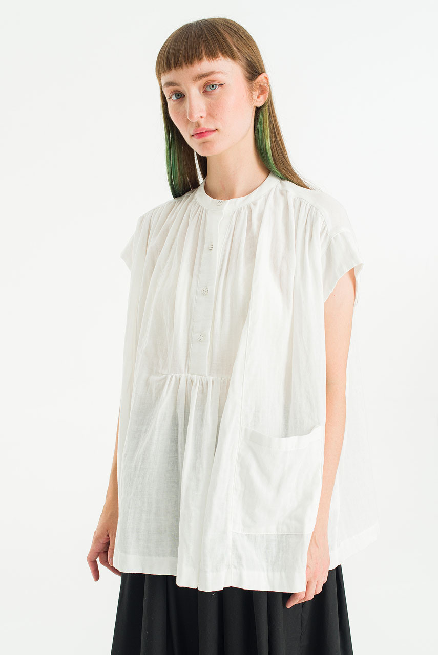 Moon Boxy Cotton Blouse, White